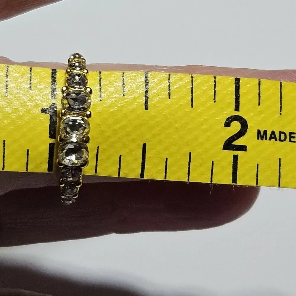 Gold Tone Clear Rhinestone Band Ring Size 7.5